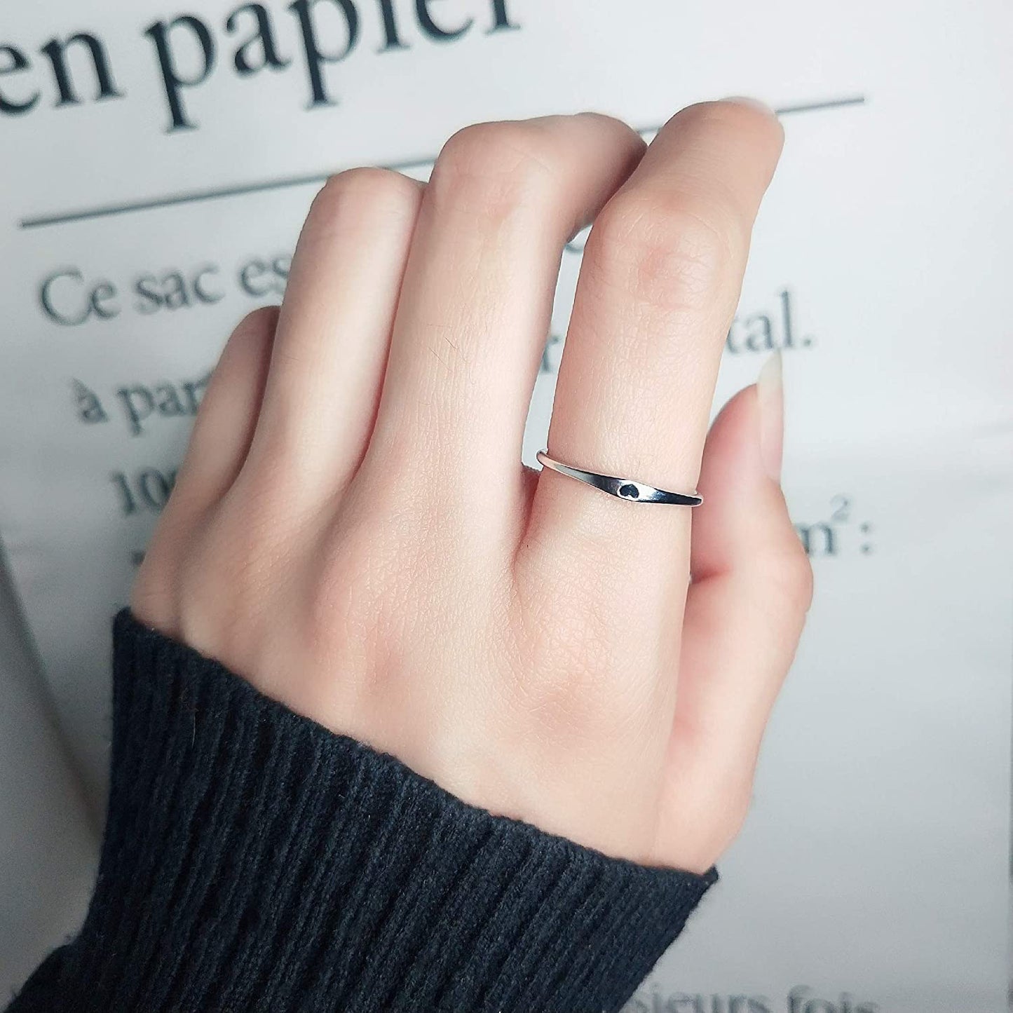 925 Sterling Silver Heart Ring | Minimalist Heart Band Ring for Women