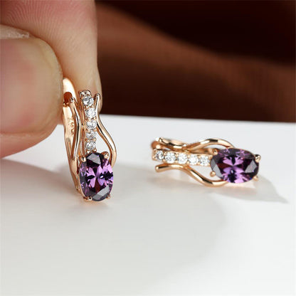 Oval Crystal Ear Clips | Champagne Gold & Platinum Copper Earrings for Women