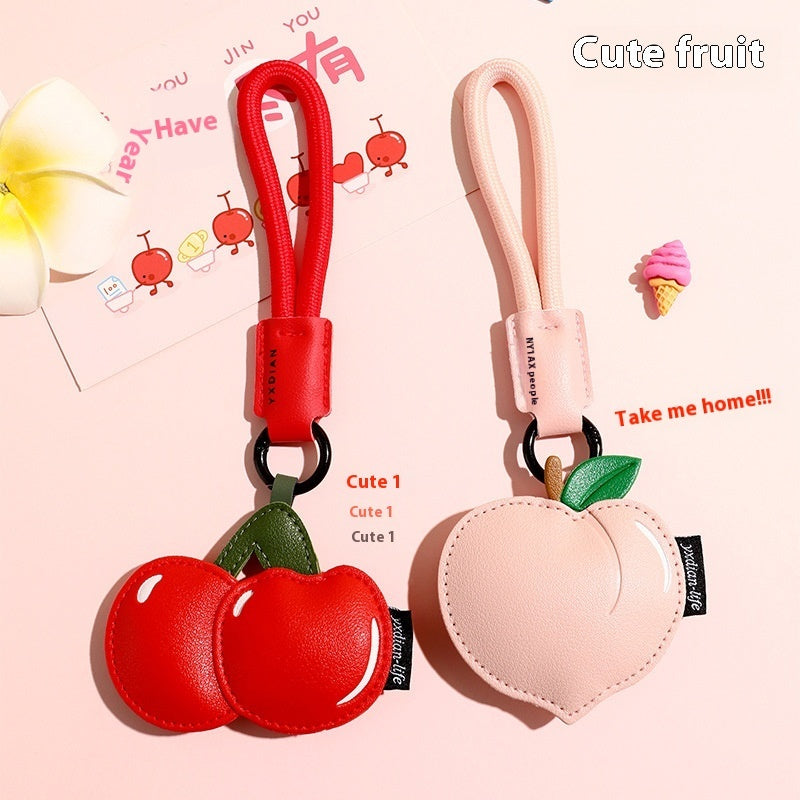 Cute Fruit Leather Keyring | Peach, Lemon & Cherry