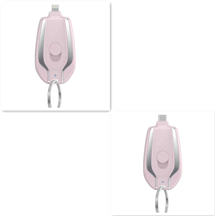 Keyring Emergency Power Bank – 1,500mAh Mini Portable Charger iPhone & USB-C Black & Pink