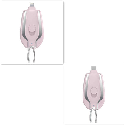 Keyring Emergency Power Bank – 1,500mAh Mini Portable Charger iPhone & USB-C Black & Pink