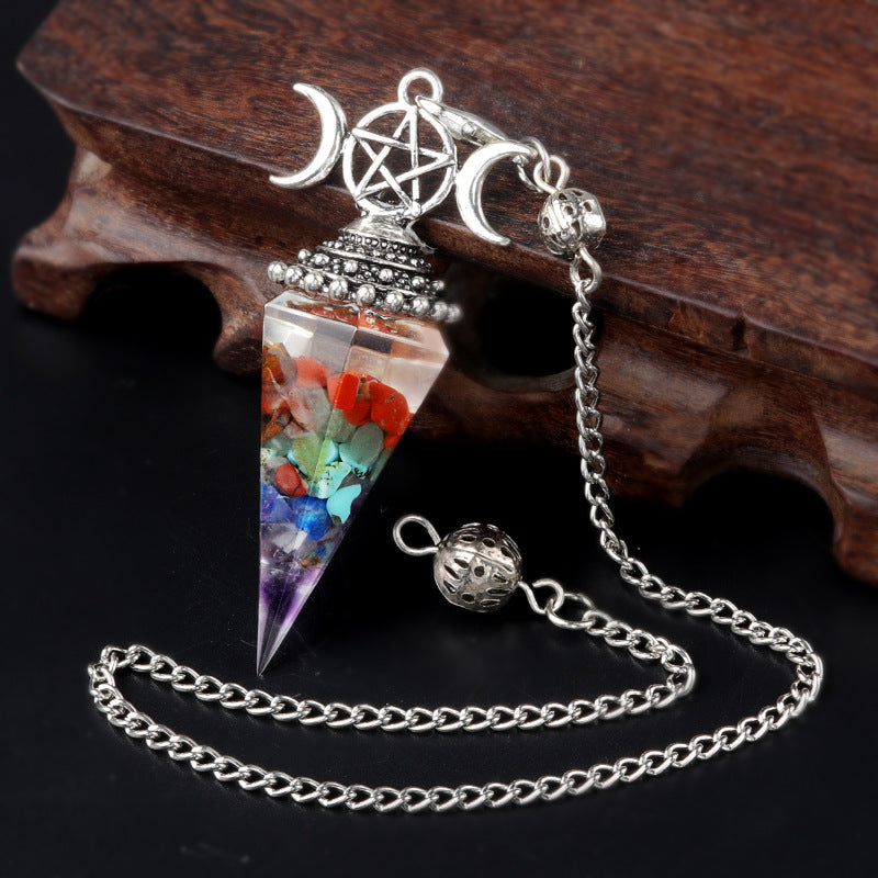 Hexagonal Pyramid Crystal Gemstone Pendant Necklace
