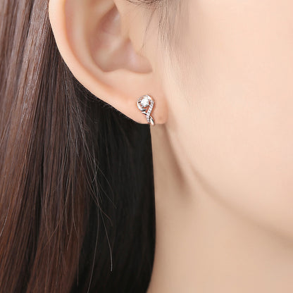 Musical Note Zircon Earrings | Minimalist Copper Stud Earrings for Women