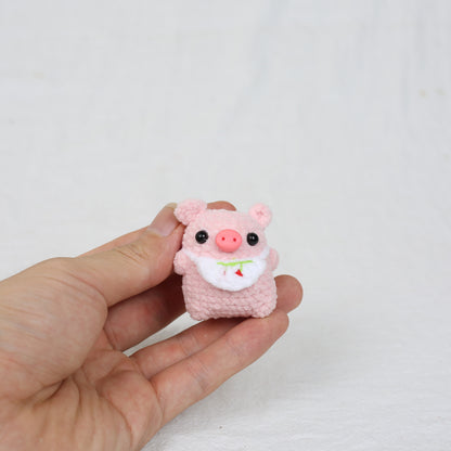 Handmade Knitted Apron Piggy Keychain | Wool Cartoon Charm | JP Collections