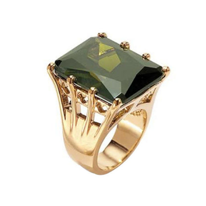 Square Zircon Crystal Geometric Ring