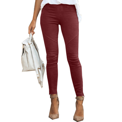 Women's Low-Rise Slim-Fit Cotton Stretch Trousers | 10 Colours | S-5XL