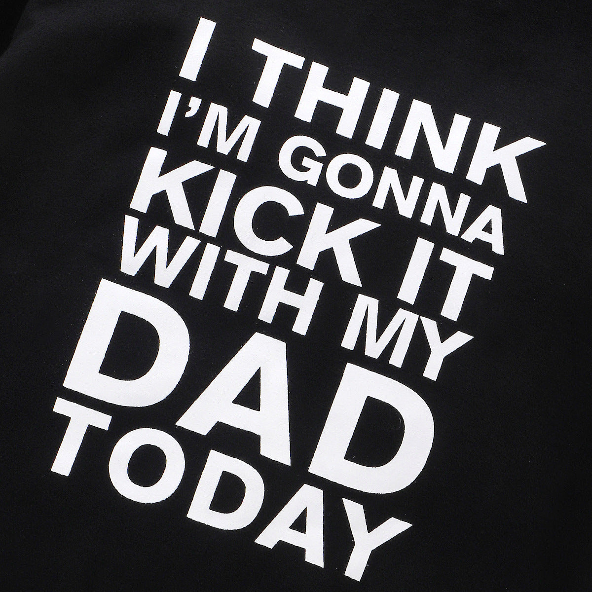 Children's Letter Print Cotton Hoodie in Black | Kids Casual Sweatshirt