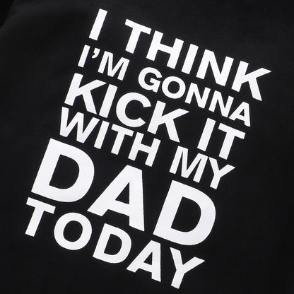 Children's Letter Print Cotton Hoodie in Black | Kids Casual Sweatshirt