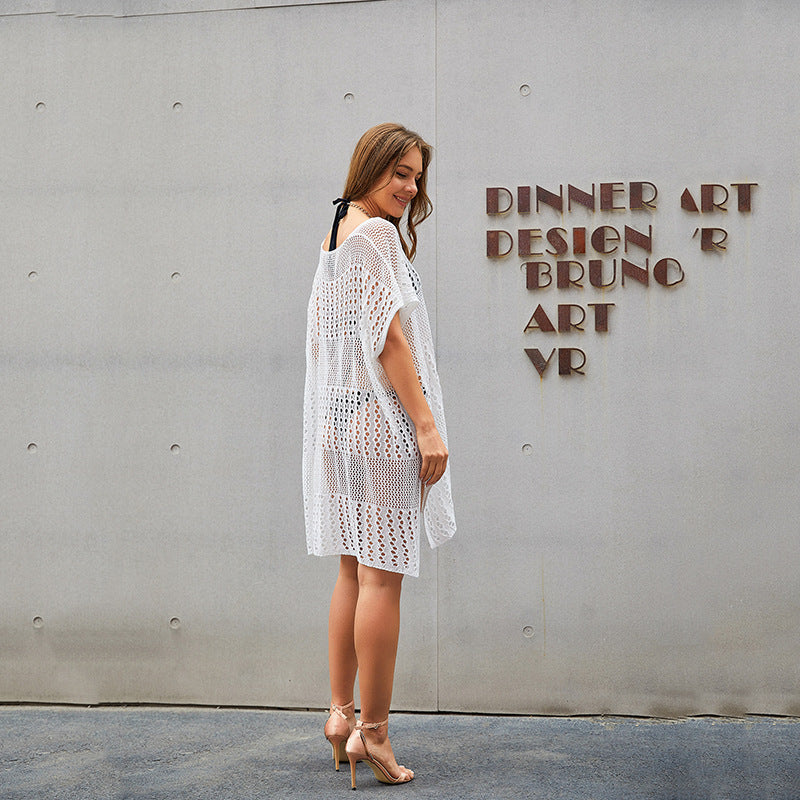 Women's Knit Cutout Beach Cover-Up Blouse | One Size