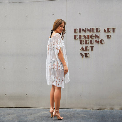 Women's Knit Cutout Beach Cover-Up Blouse | One Size