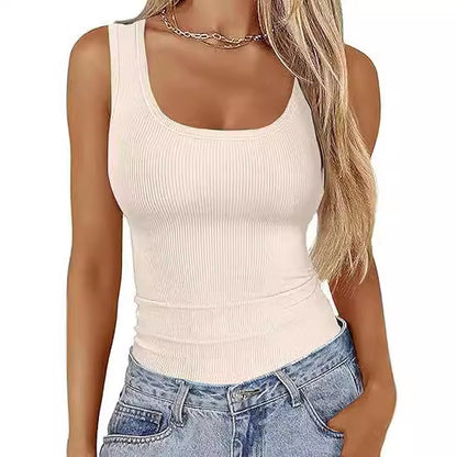 Women's Slim Fit Square Neck Sleeveless Vest Top | 8 Colours | S–2XL