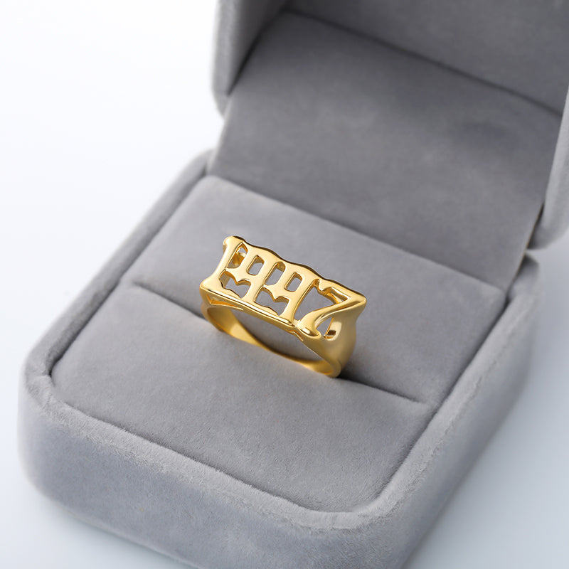 Unisex Birth Year Date Ring – Stainless Steel, Gold, Platinum & Rose Gold