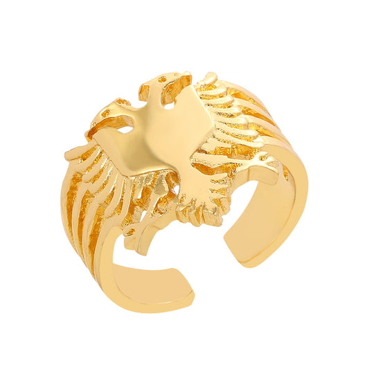 Unisex Alloy Eagle Ring – Electroplated Statement Band Silver, Gold & Set
