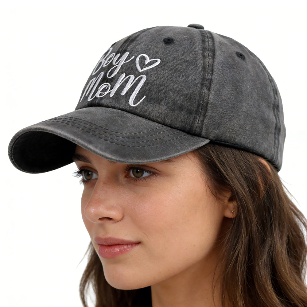 Boy Mom Embroidered Ponytail Baseball Cap | Adjustable Cotton Hat for Women