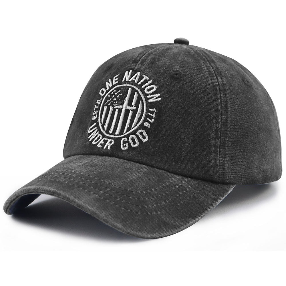 One Nation Under God Embroidered Baseball Cap | Adjustable Unisex Cotton Hat
