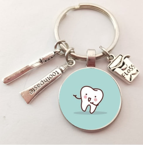 Novelty Tooth Glass Charm Keychain | 9 Styles