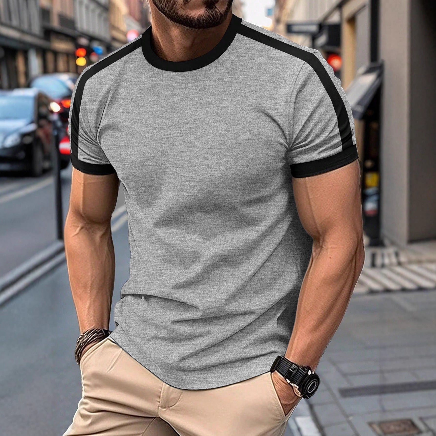 Men's Casual Short-Sleeve Mesh T-Shirt – Lightweight Polyester