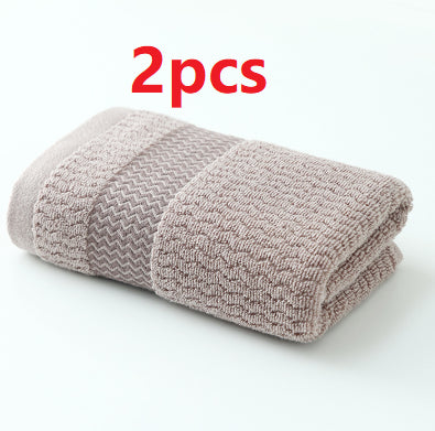 Jacquard Water Pattern Cotton Bath Towel | Thickened | Khaki, Green & Beige