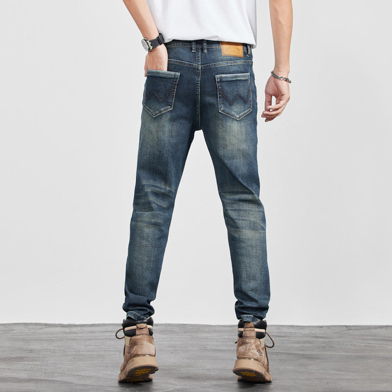 Men's Straight Leg Jeans – Retro Blue Denim, Waist Sizes 28–38