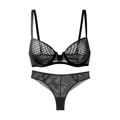 Women's French Lace 3/4 Cup Bra & Panties Set | Ultra-Thin Mould Lingerie