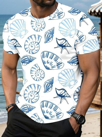 Men's Summer Graphic Hoodie Top – Digital Print Relaxed Fit
