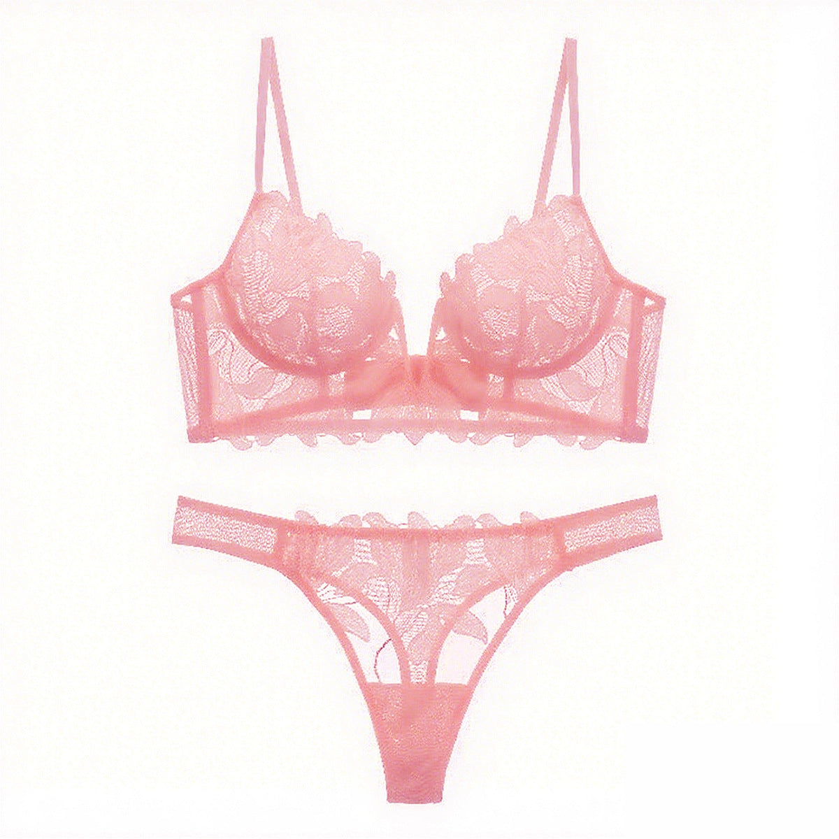 Women's Deep V Lace Lingerie Set | Push-Up Bra & Knicker Set