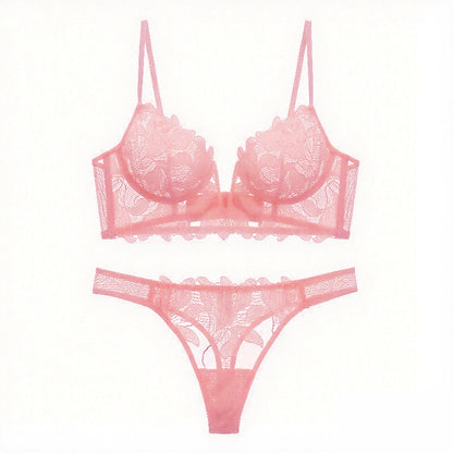 Women's Deep V Lace Lingerie Set | Push-Up Bra & Knicker Set