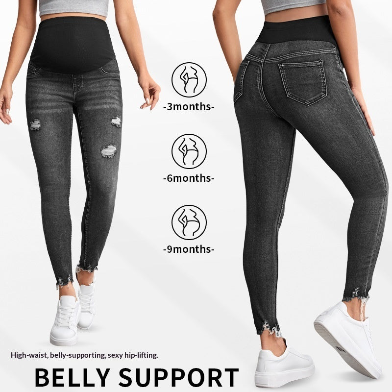 Women's High Waist Cropped Capri Pants - Stretch Denim Belly Support