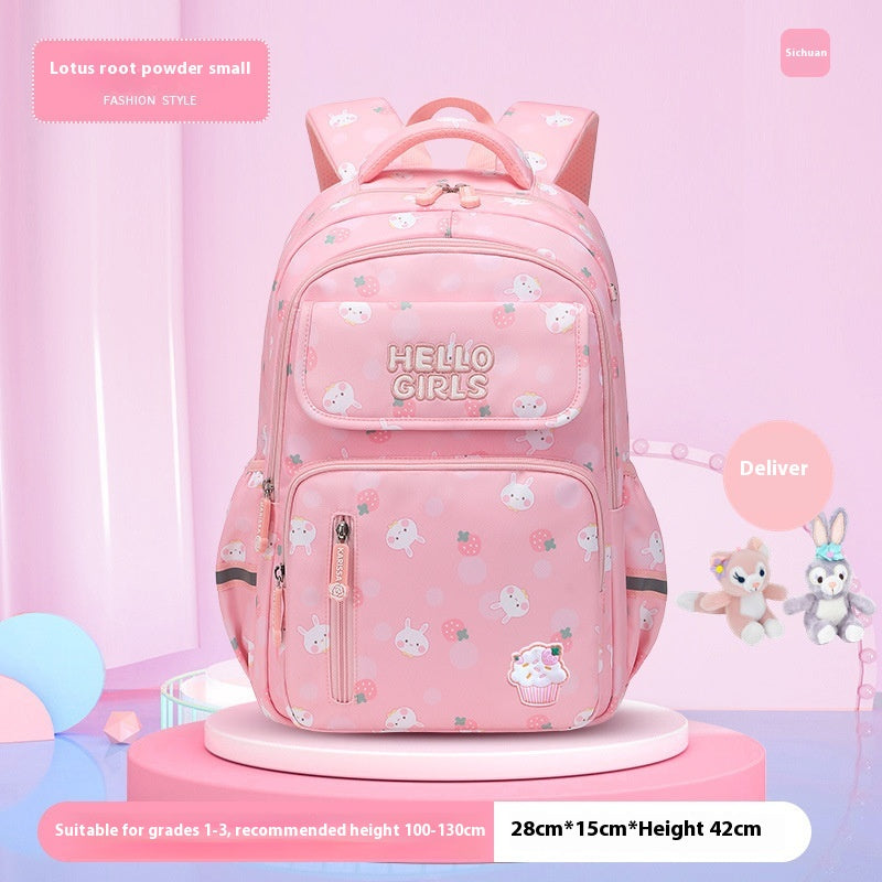 Kids' Rabbit Cartoon School Backpack – Spine Protection & Waterproof, Ages 6–12