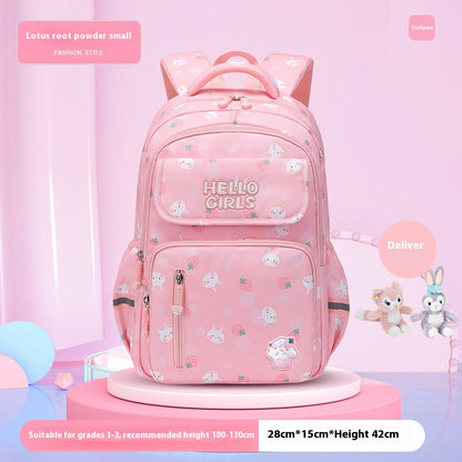 Kids' Rabbit Cartoon School Backpack – Spine Protection & Waterproof, Ages 6–12