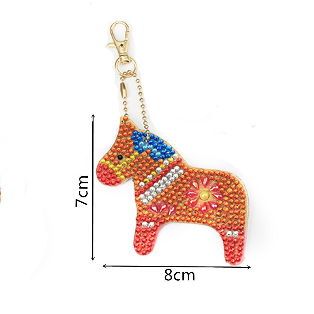 Diamond Painting Horse Keychain Set of 5 | Nordic Acrylic Pendant | JP Collections