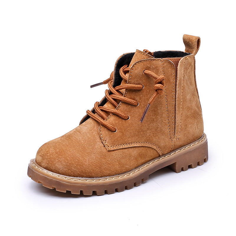 Children's Fleece-Lined Martin Boots – Sheepskin Upper, Totem Design | Unisex | EU 21–37