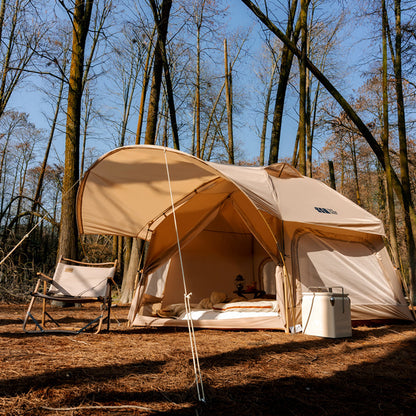 Hexagonal Bionic Camping Tent – 340×290×180cm One-Piece 210T PU Waterproof Tent Light Green & Khaki