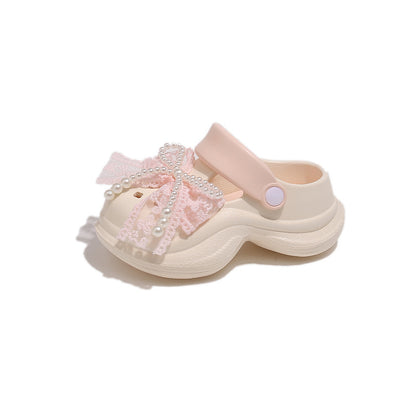 Girls' Bow EVA Slippers – Waterproof Non-Slip Kids Slides