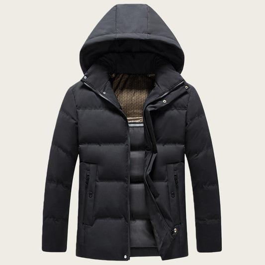 Men's Hooded Padded Jacket - Extra-Thick Winter Coat with Detachable Hood