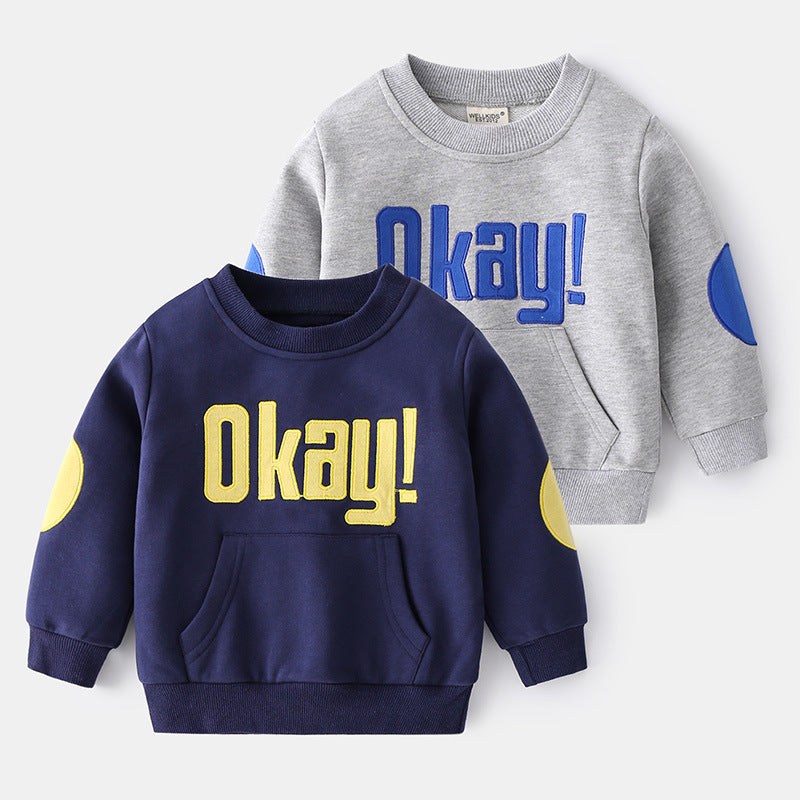 Boys' Letter Print Pullover Sweatshirt | Kids Cotton Sweatshirt