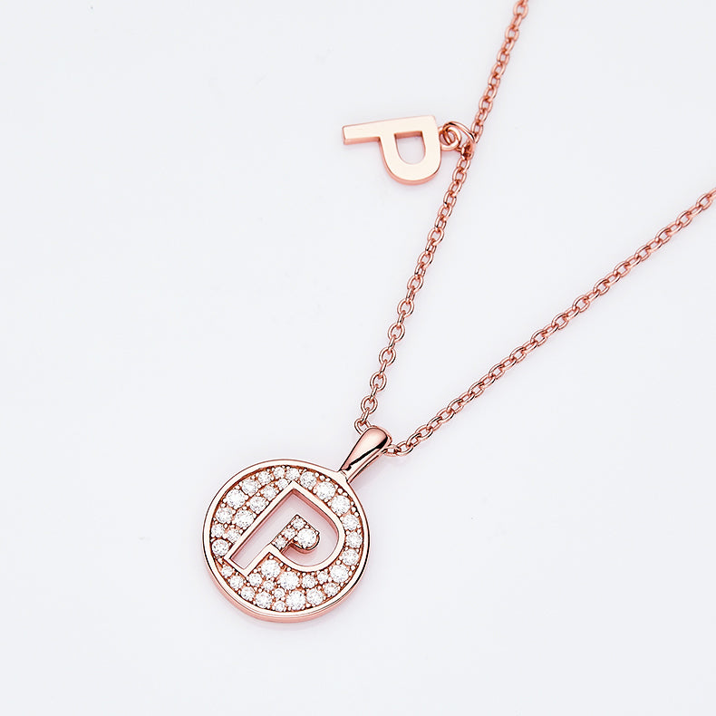 Moissanite Letter P Necklace | Platinum-Plated S925 Silver | GRA Certified