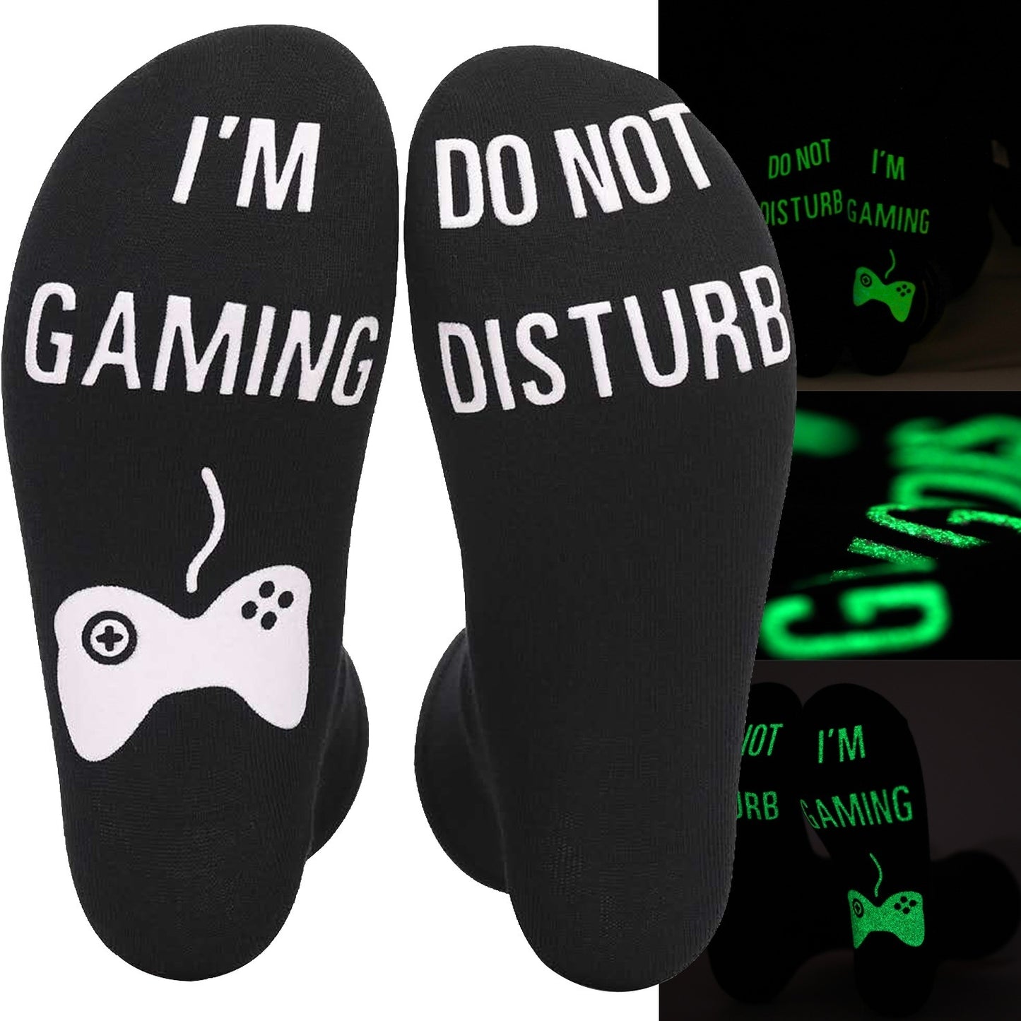 Men's Glow-in-the-Dark Letter Print Cotton Socks EU 44-49