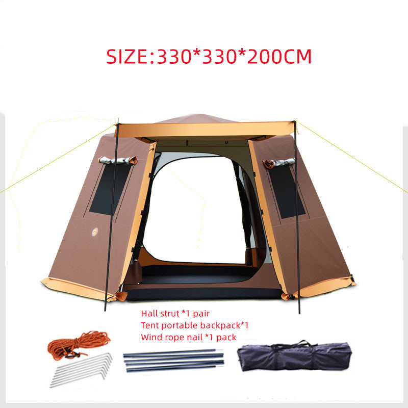 4-6 Person All-Aluminium Hydraulic Frame Camping Tent – 9,673mm Waterproof Snow Skirt Green, Blue & Coffee