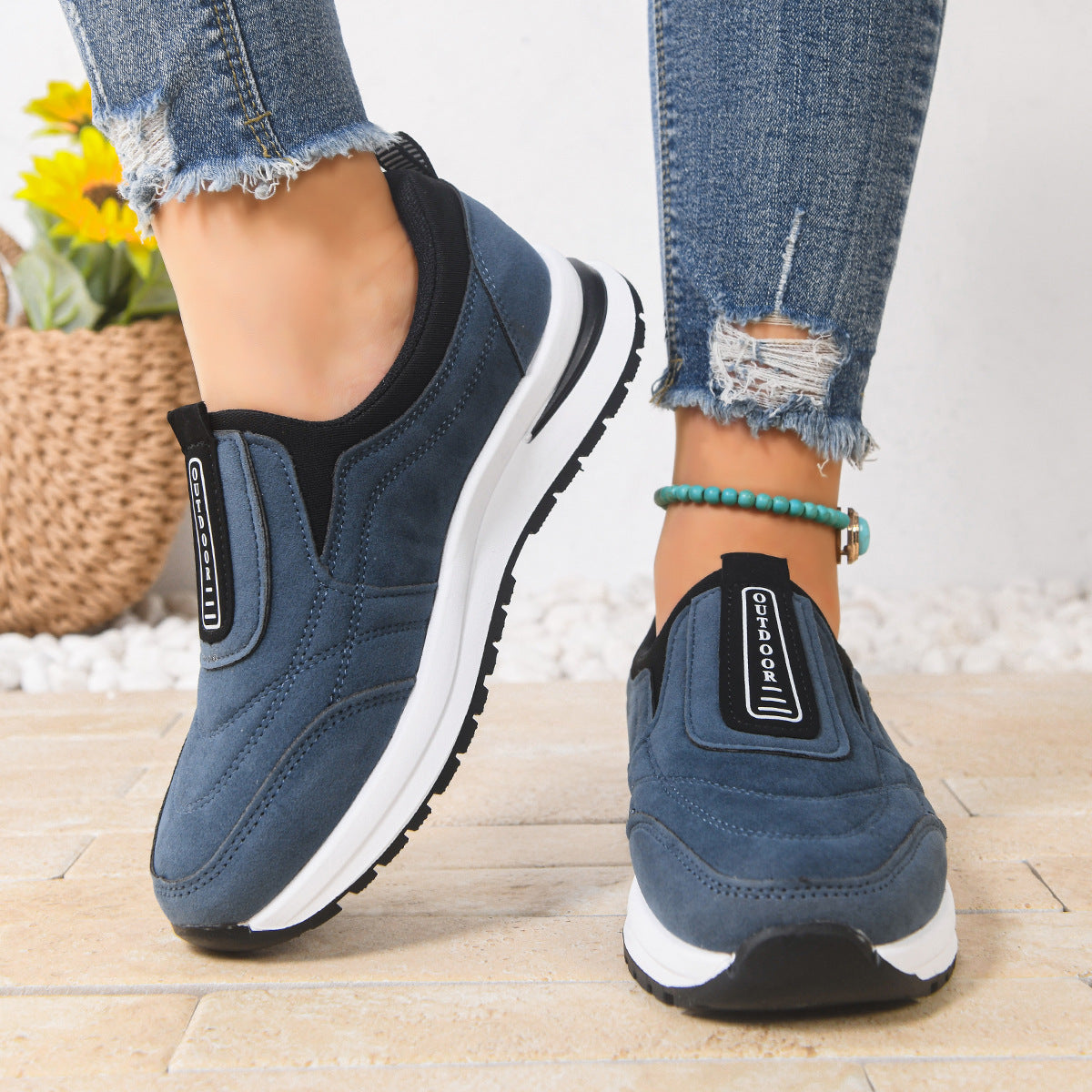 Women's Slip-On Chunky Heel Shoes | Suede | Height Increasing | EU 36-43