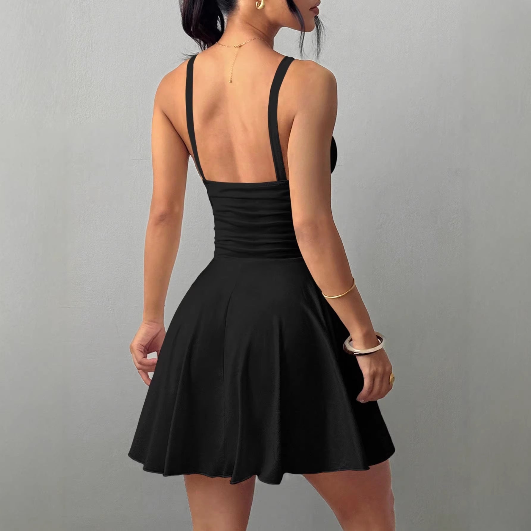 Women's Midi Pleated Knit Dress | V-Neck Sleeveless Slip Dress