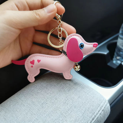 PU Leather Dachshund Bag Keychain | Mini Pouch Charm | 5 Colours