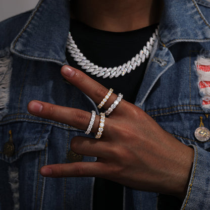 Stylish Fashion Brand Ring Inlaid With A Single Row Of 4mm Zirconias