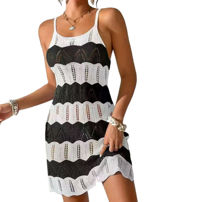 Women's Colour-Block Knitted Midi Dress