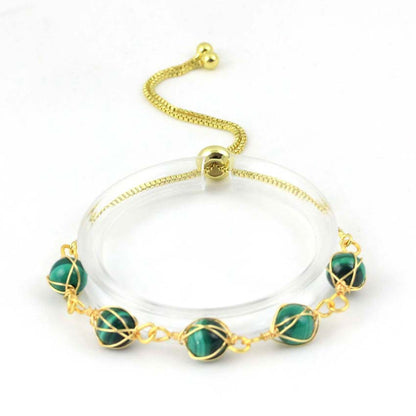 Natural Stone Bead Bracelet with Gold Extension Chain