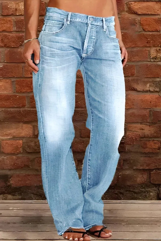 Women's High-Waist Loose Fit Jeans - Raw Hem, 10 Colours, S-5XL