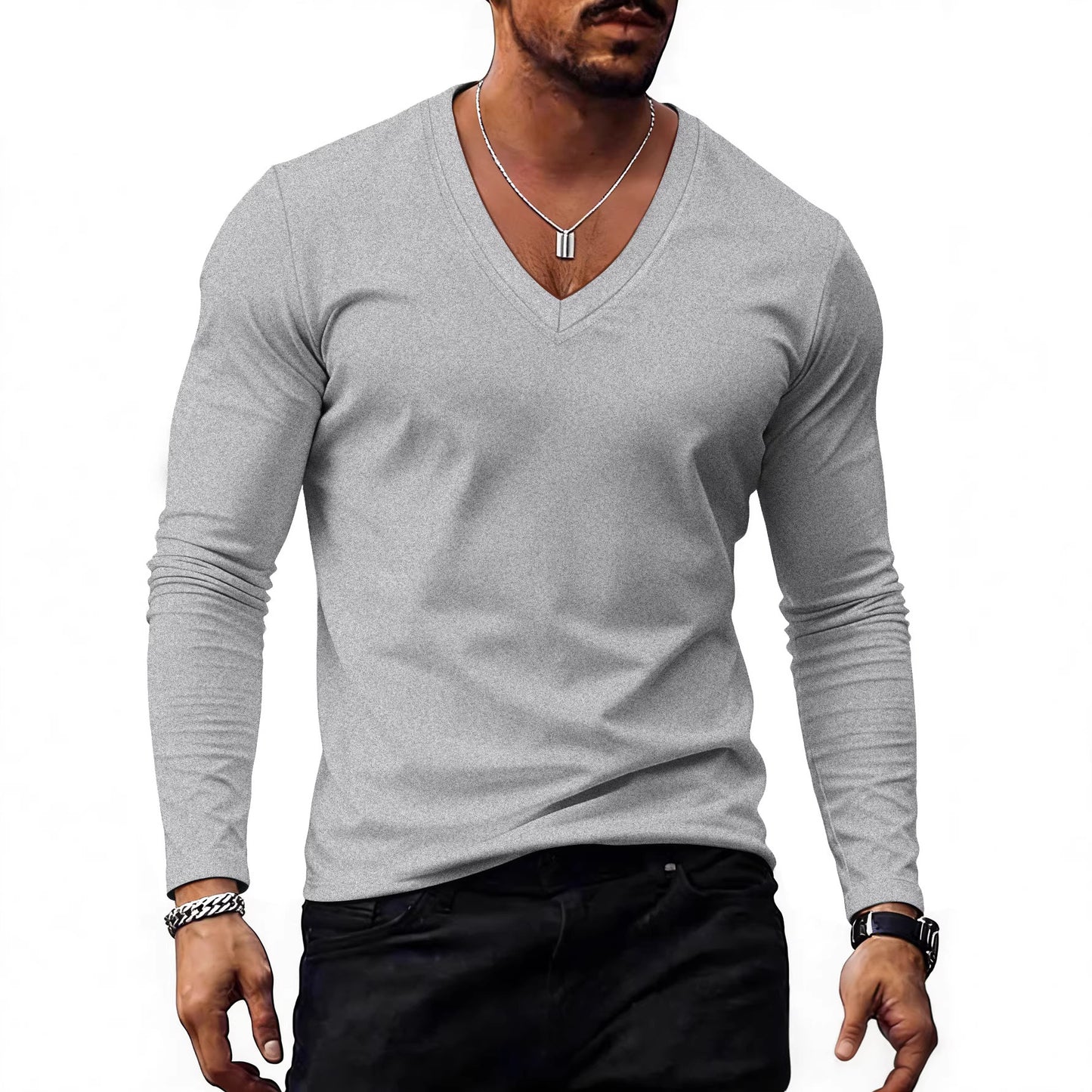 Men's Solid Colour V-Neck T-Shirt - Short Sleeve Casual Tee 7 Colours
