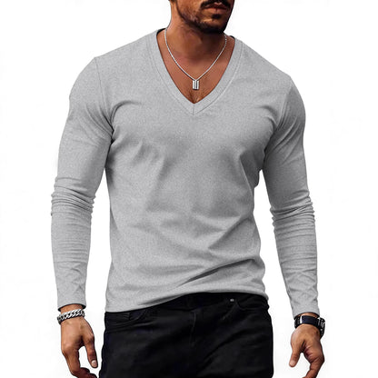 Men's Solid Colour V-Neck T-Shirt - Short Sleeve Casual Tee 7 Colours