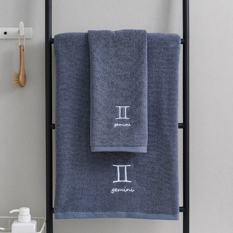 Zodiac Constellation Embroidered Cotton Towel