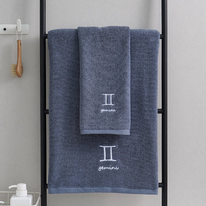 Zodiac Constellation Embroidered Cotton Towel